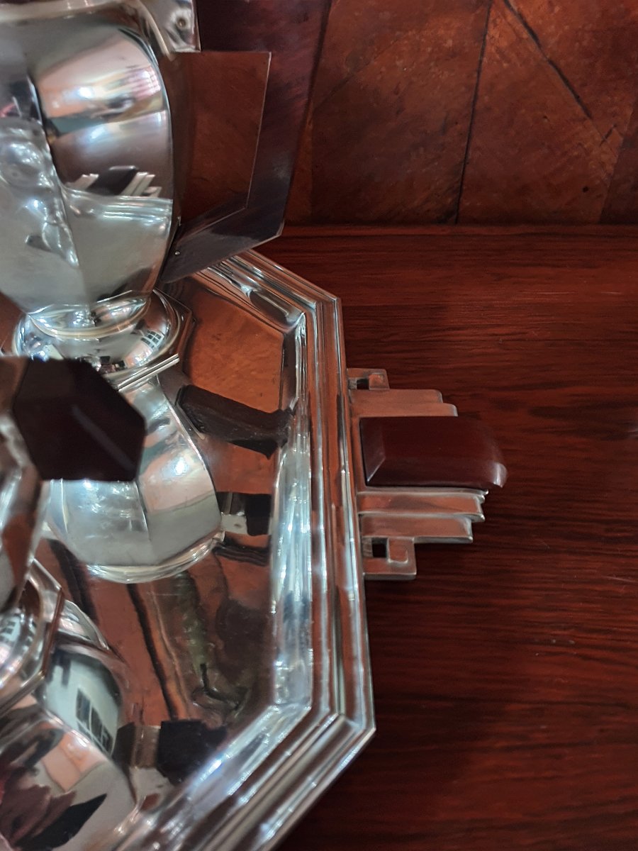 Service à thé /Café , Art Déco , Métal argenté , XX°. -photo-6