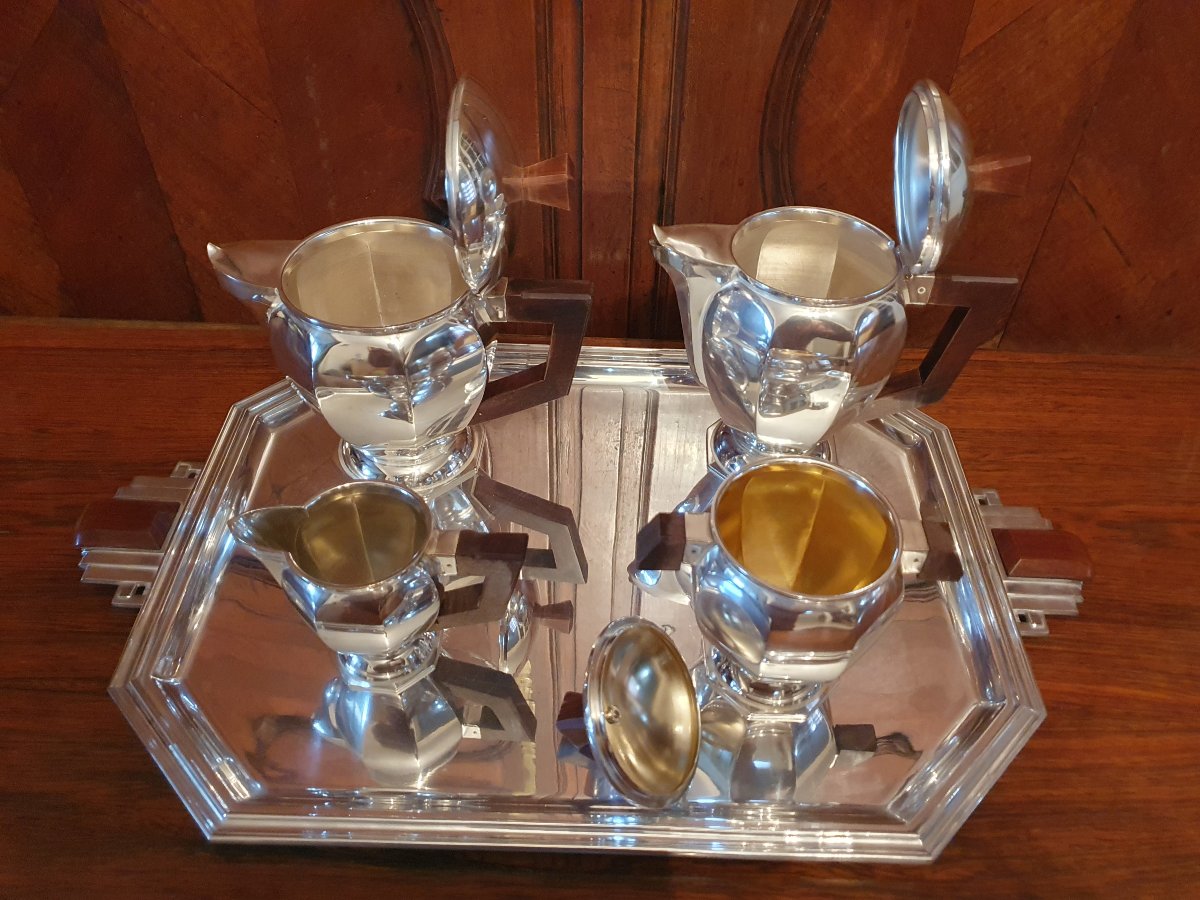 Service à thé /Café , Art Déco , Métal argenté , XX°. -photo-8