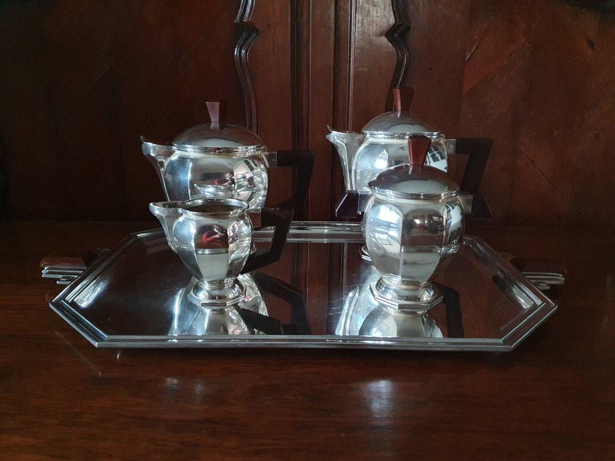 Service à thé /Café , Art Déco , Métal argenté , XX°. 