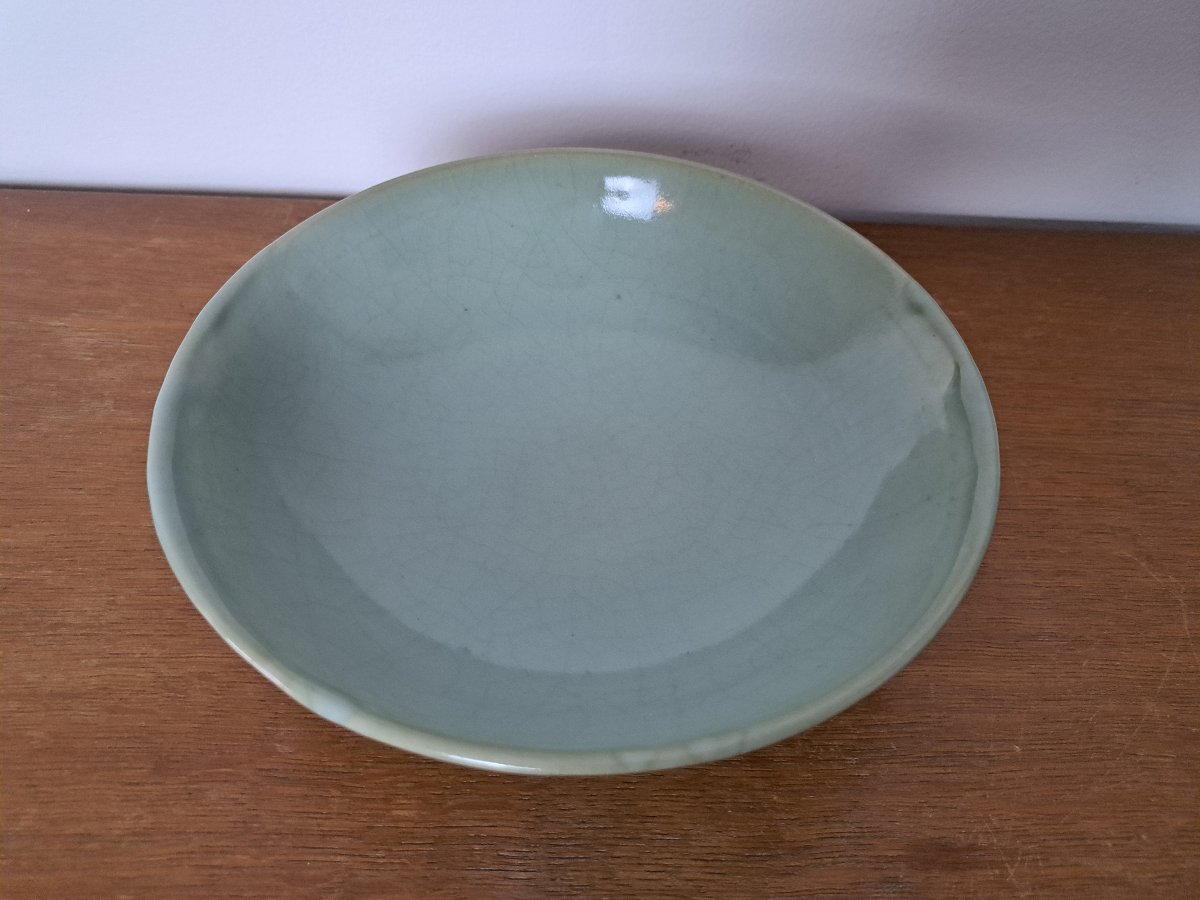 Jean Girel , Coupe , Porcelaine céladon , XX°. -photo-3