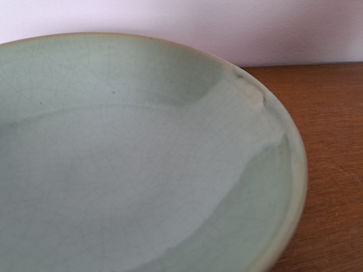 Jean Girel , Coupe , Porcelaine céladon , XX°. -photo-1