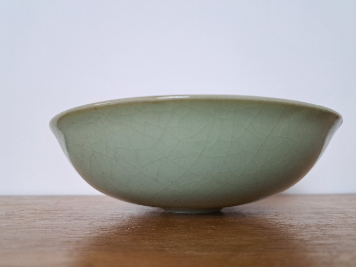 Jean Girel , Coupe , Porcelaine céladon , XX°. -photo-3