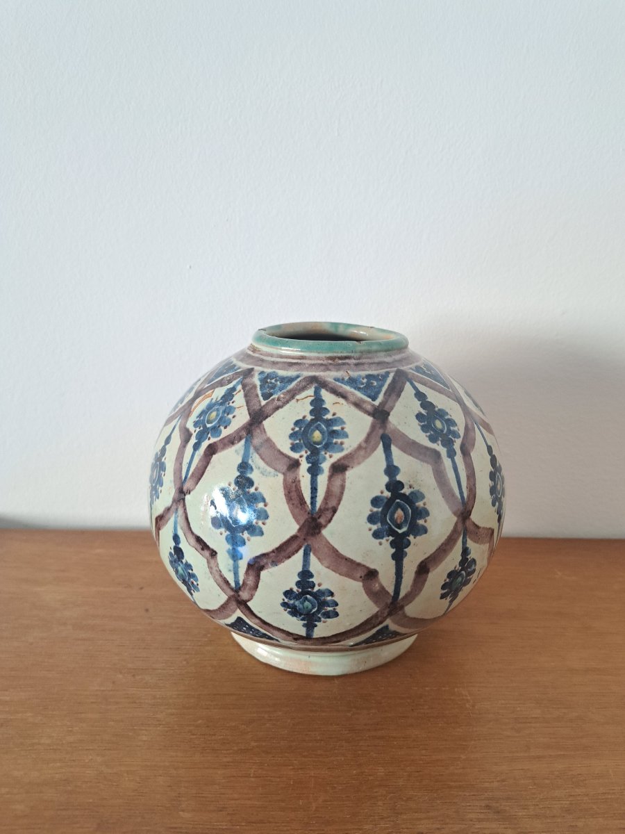 Boujemaa Lamali, Ball-shaped Vase, Ceramic, Morocco, Early 20th Century. -photo-2