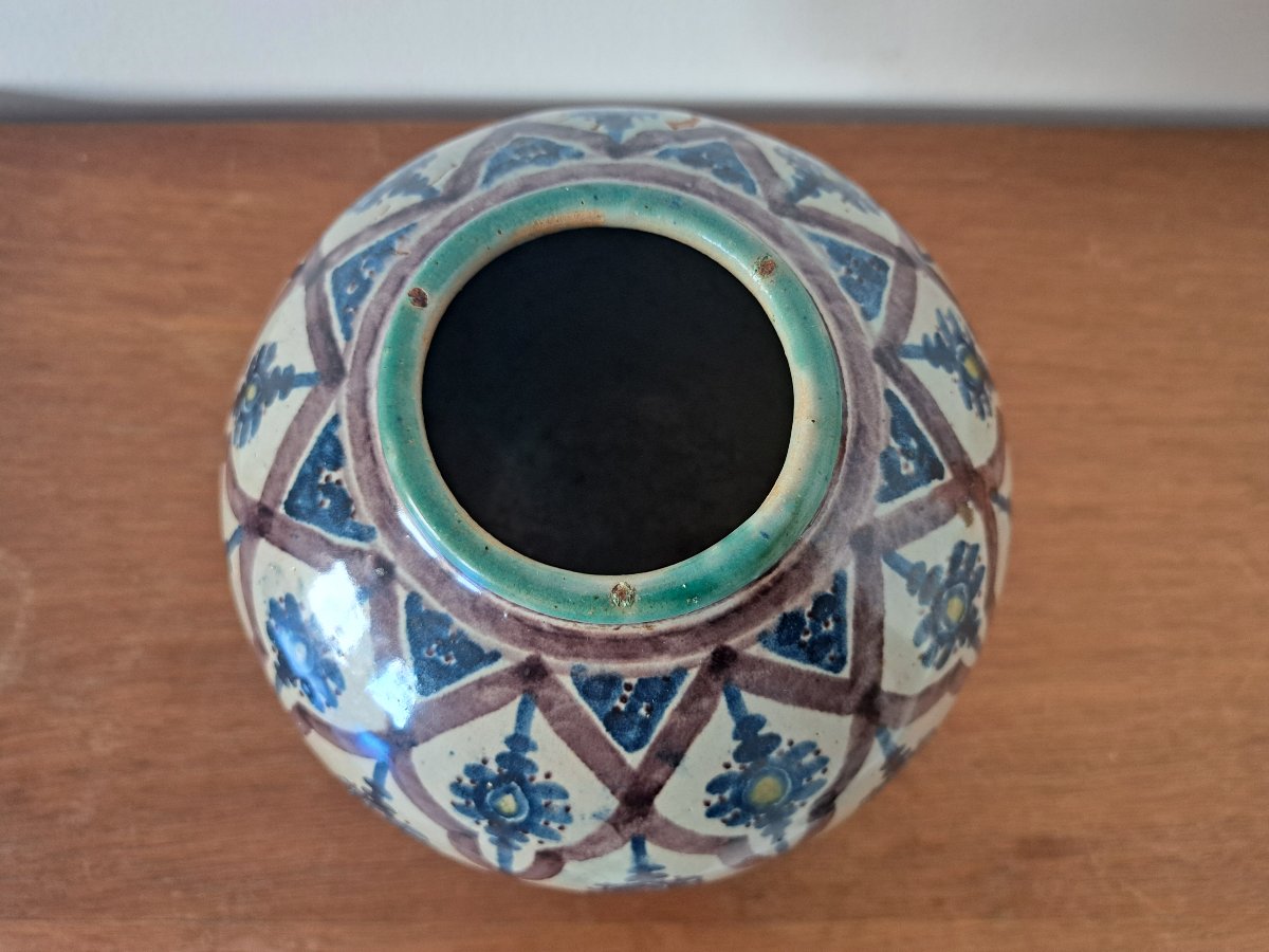 Boujemaa Lamali, Ball-shaped Vase, Ceramic, Morocco, Early 20th Century. -photo-2