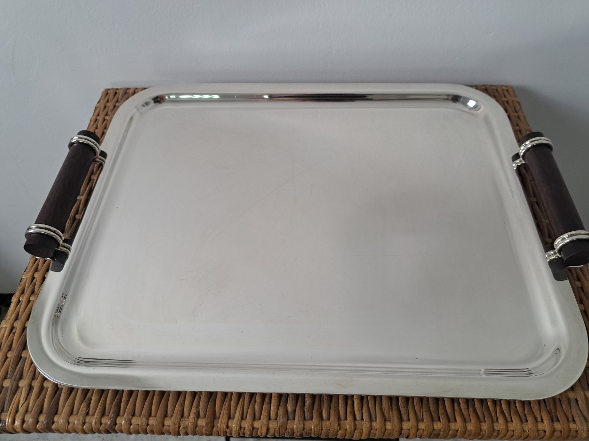 Puiforcat, Serving Tray, Silver-plated Metal, Art Deco, 20th Century.-photo-3