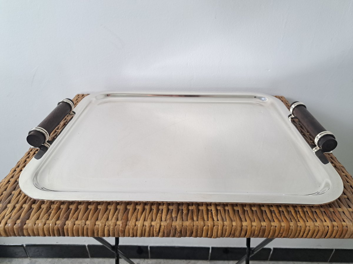 Puiforcat, Serving Tray, Silver-plated Metal, Art Deco, 20th Century.