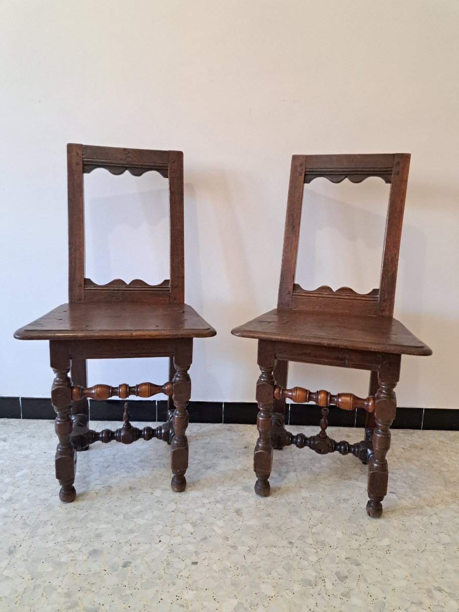 Paire de chaises Lorraine , Chêne , Fin XVII°/Début XVIII°. -photo-2