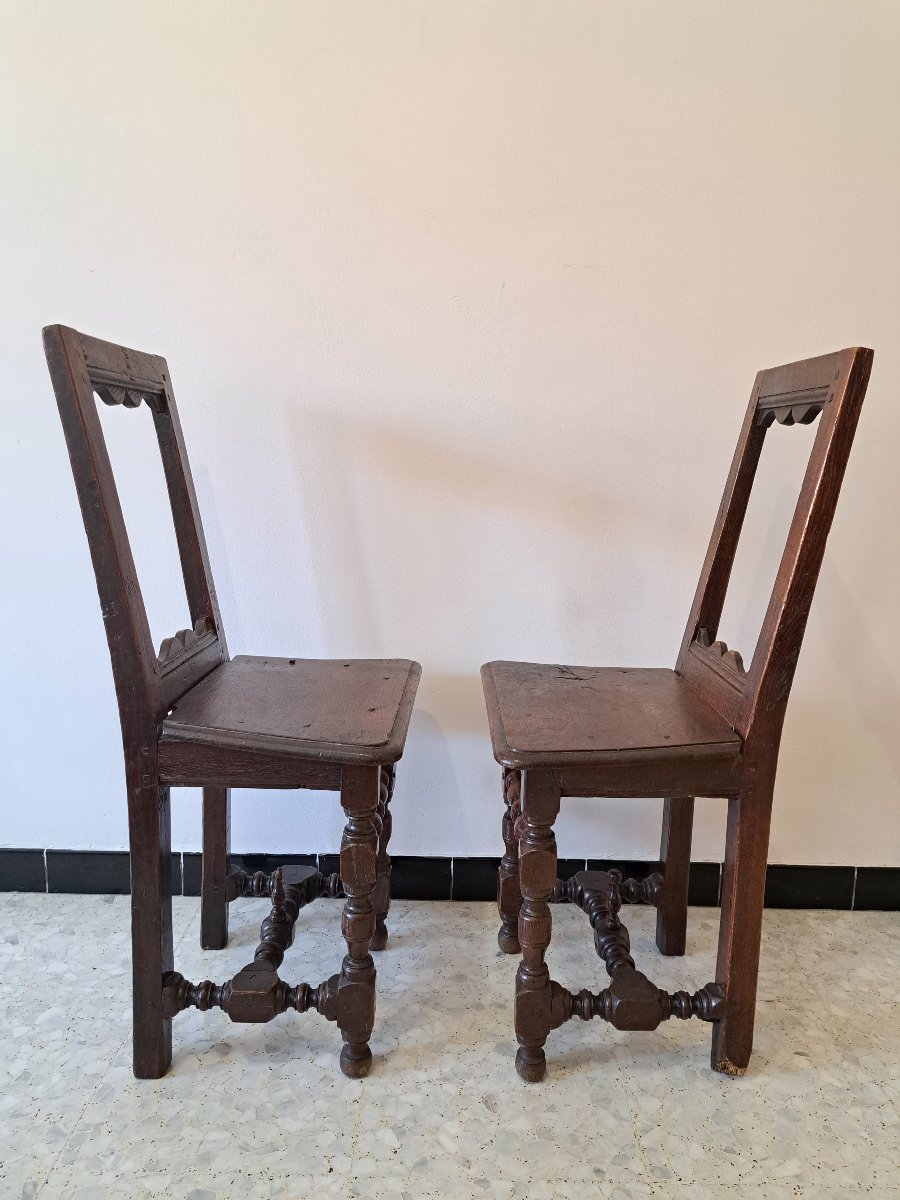 Paire de chaises Lorraine , Chêne , Fin XVII°/Début XVIII°. -photo-3