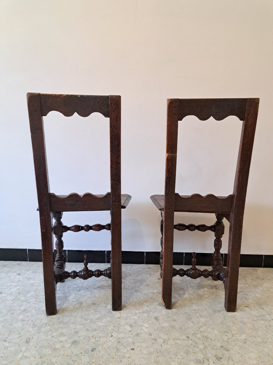 Paire de chaises Lorraine , Chêne , Fin XVII°/Début XVIII°. -photo-4