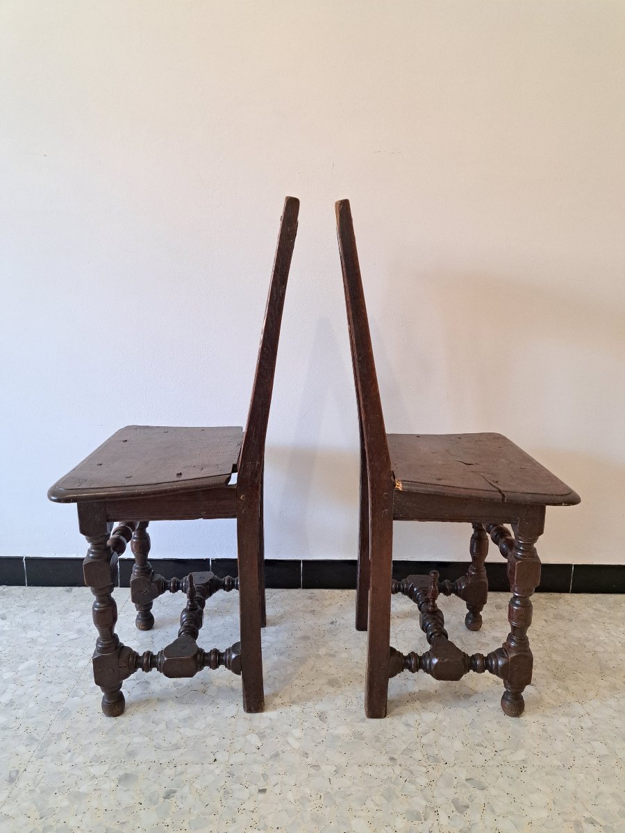 Paire de chaises Lorraine , Chêne , Fin XVII°/Début XVIII°. -photo-1