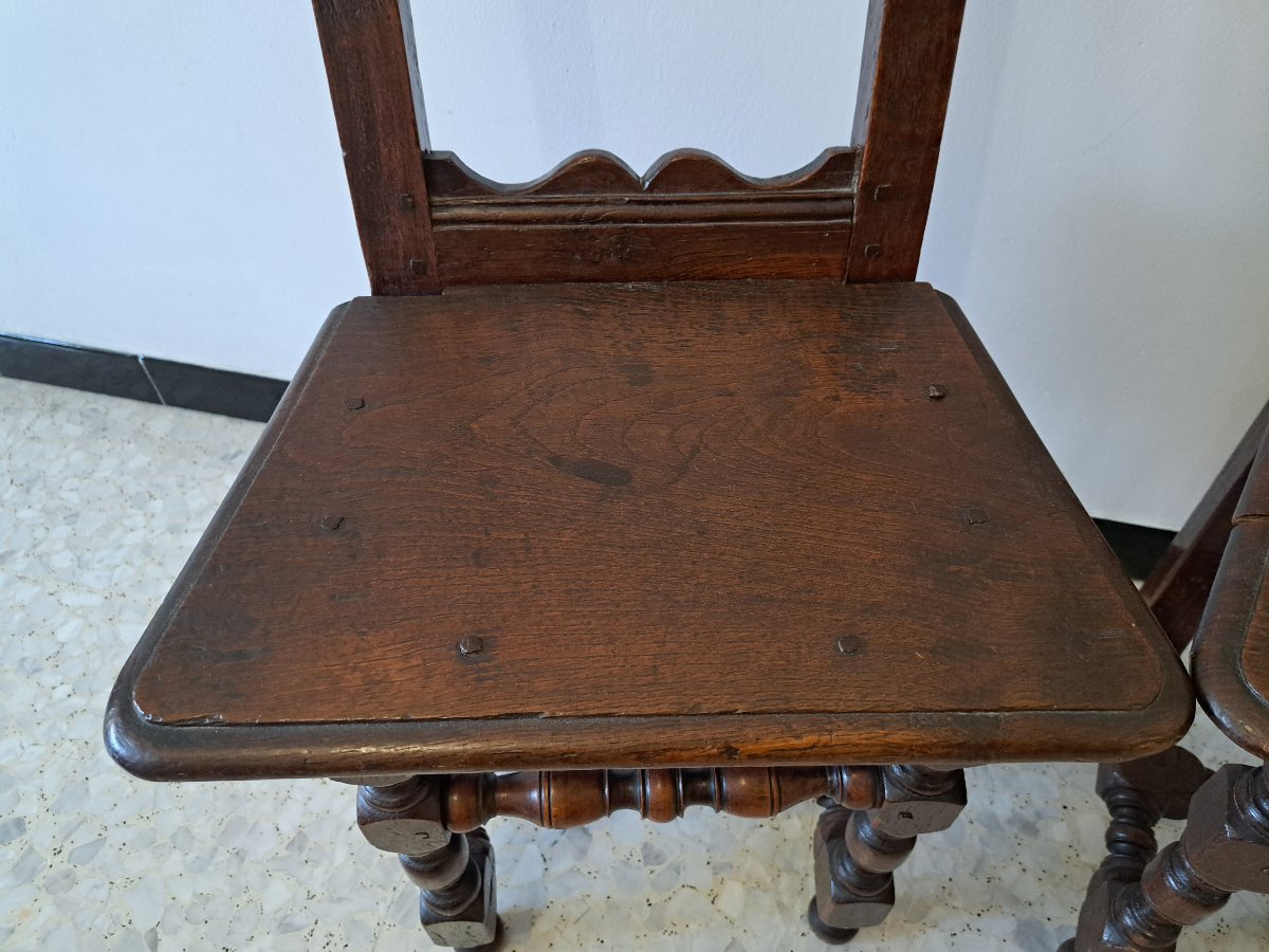 Paire de chaises Lorraine , Chêne , Fin XVII°/Début XVIII°. -photo-4