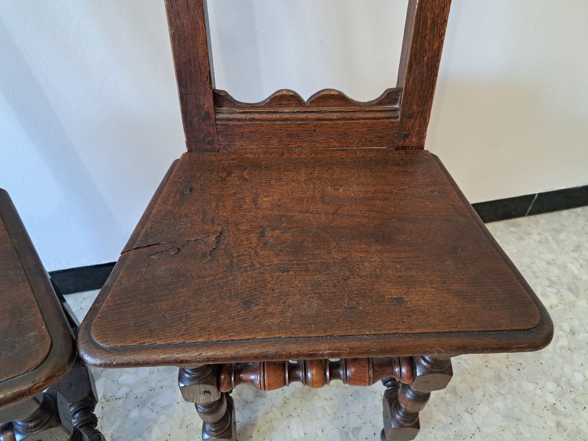 Paire de chaises Lorraine , Chêne , Fin XVII°/Début XVIII°. -photo-5