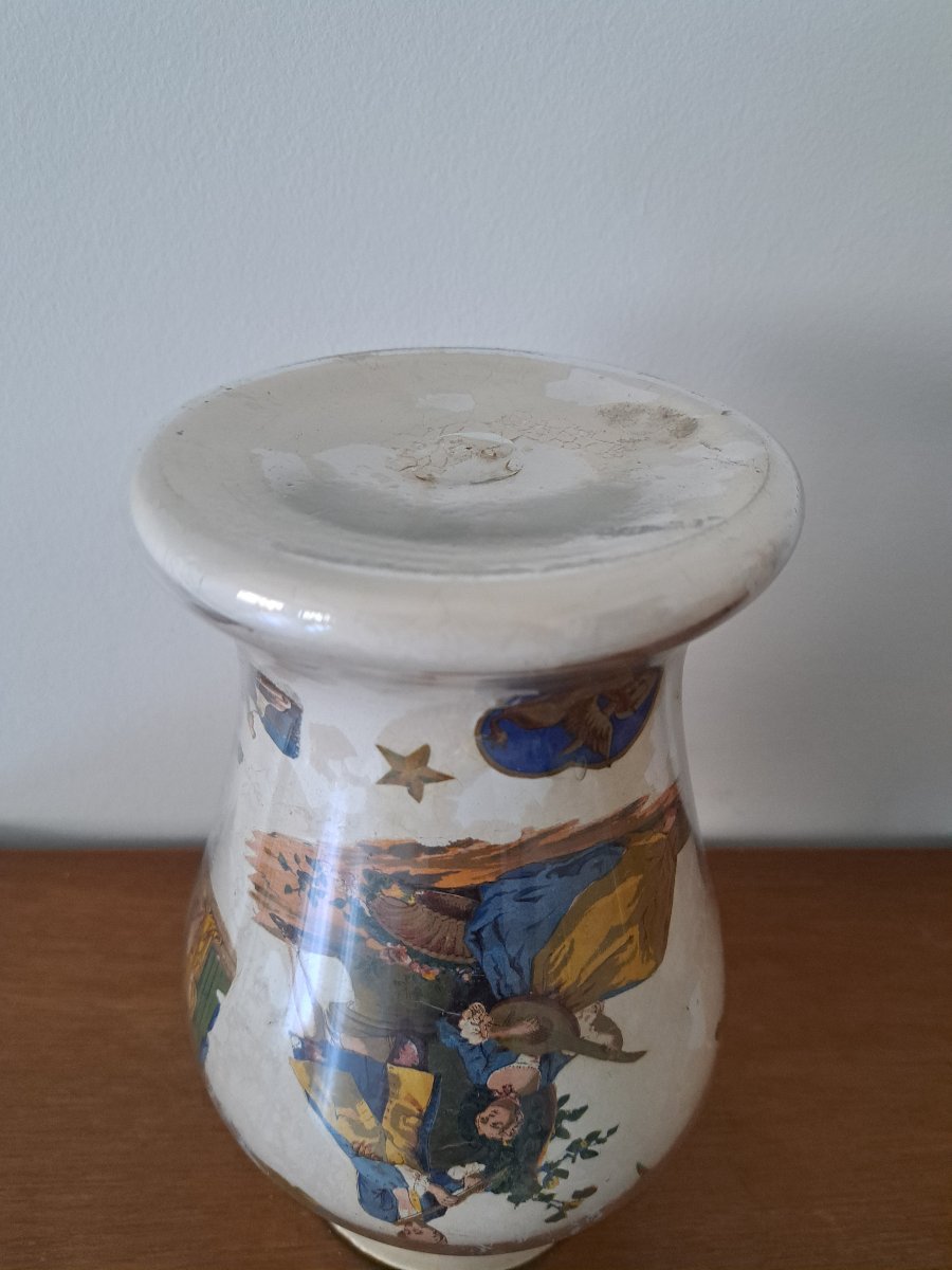 Vase balustre en fixé sous verre , Italie , Fin XVIII°. -photo-3