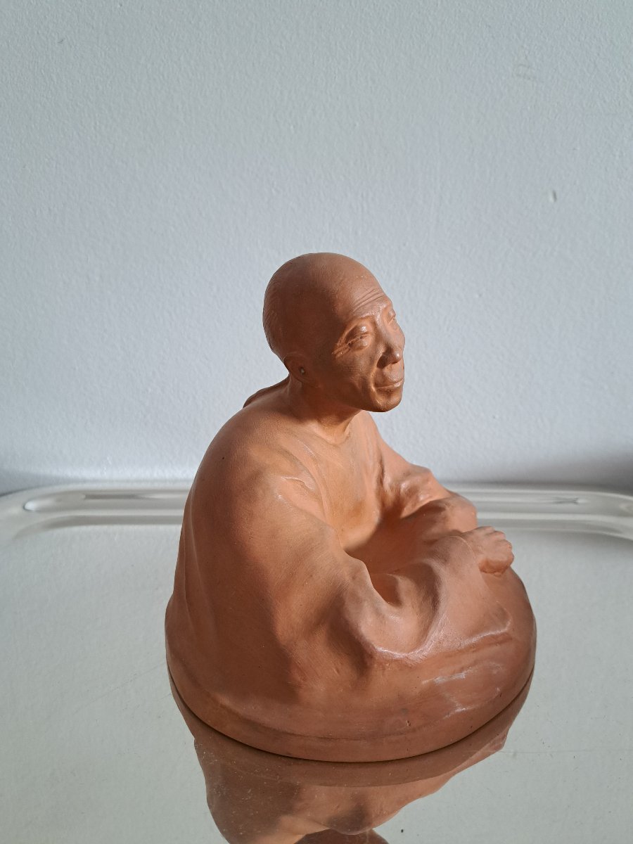 Gaston Hauchecorne , Buste de chinois , Terre cuite , Début XX°. -photo-1