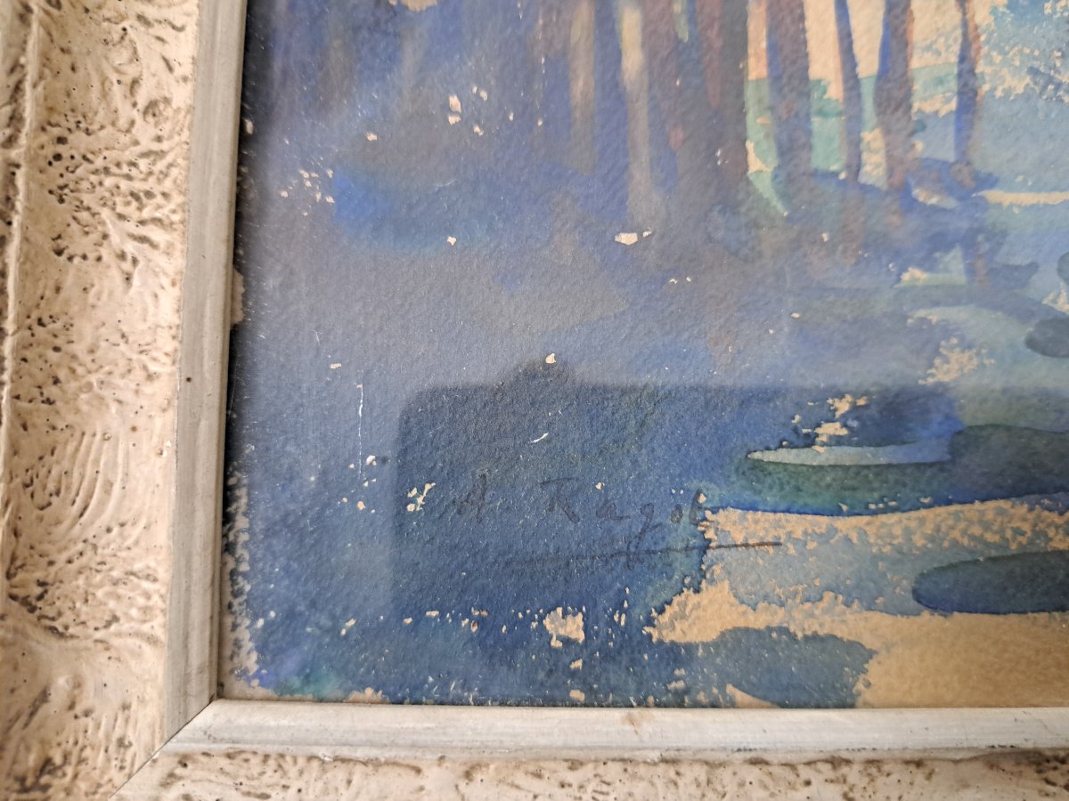 André Ragot , Paysage d'Indochine , Aquarelle ,  XX°. -photo-2