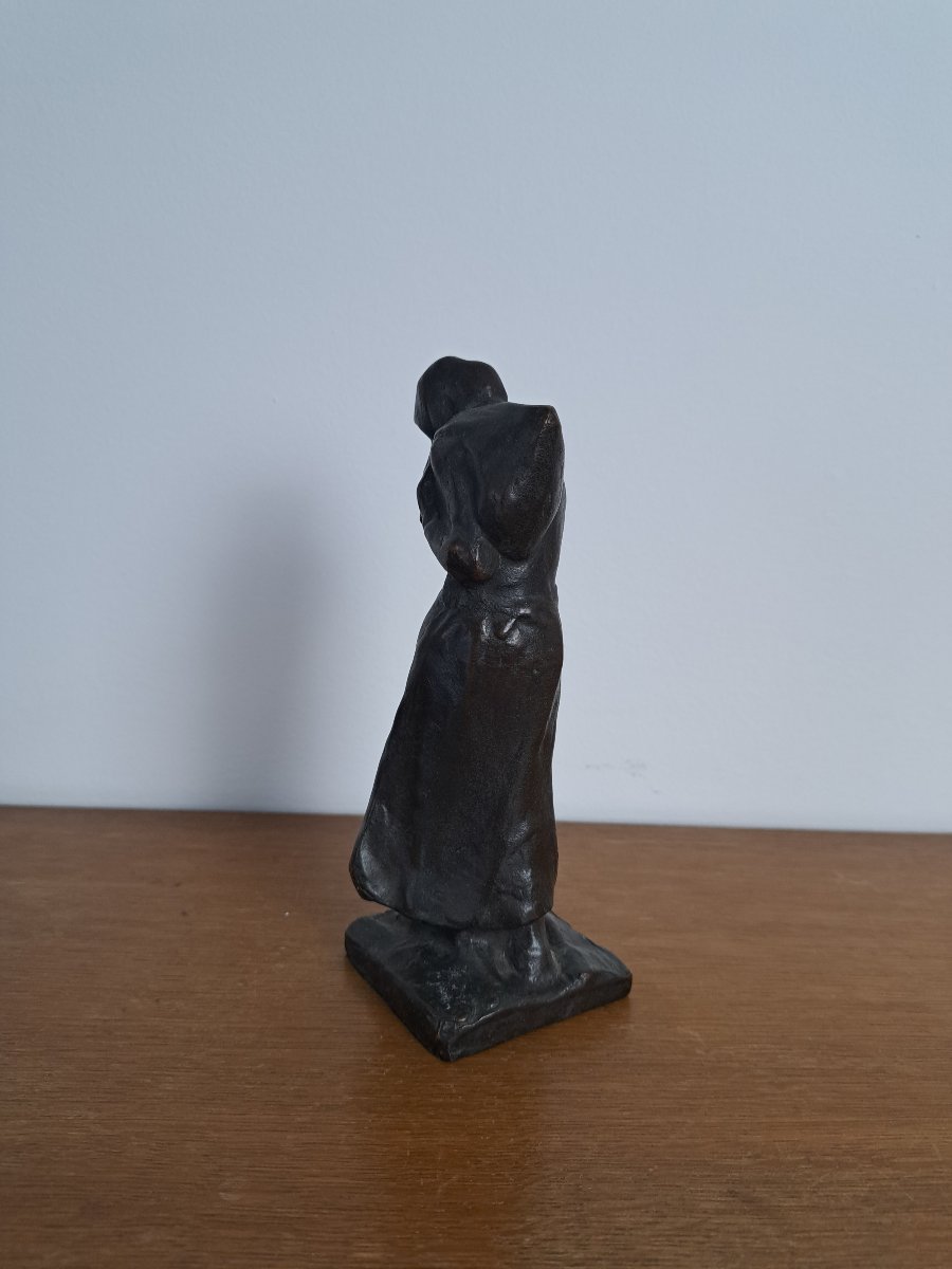 Achille Leys, *woman With A Bag*, Bronze, Early 20th Century. -photo-2