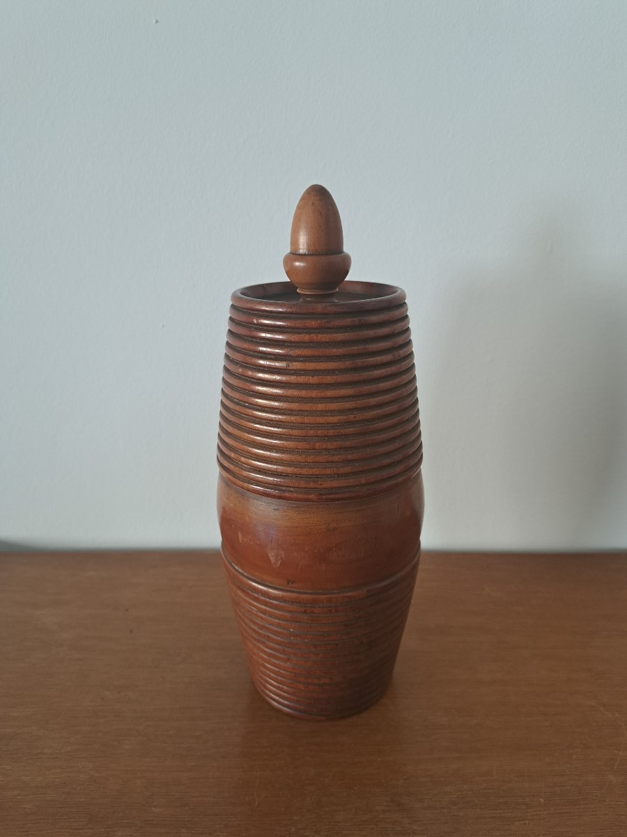 Boxwood Powder Flask, Hunting, 19th Century. -photo-2
