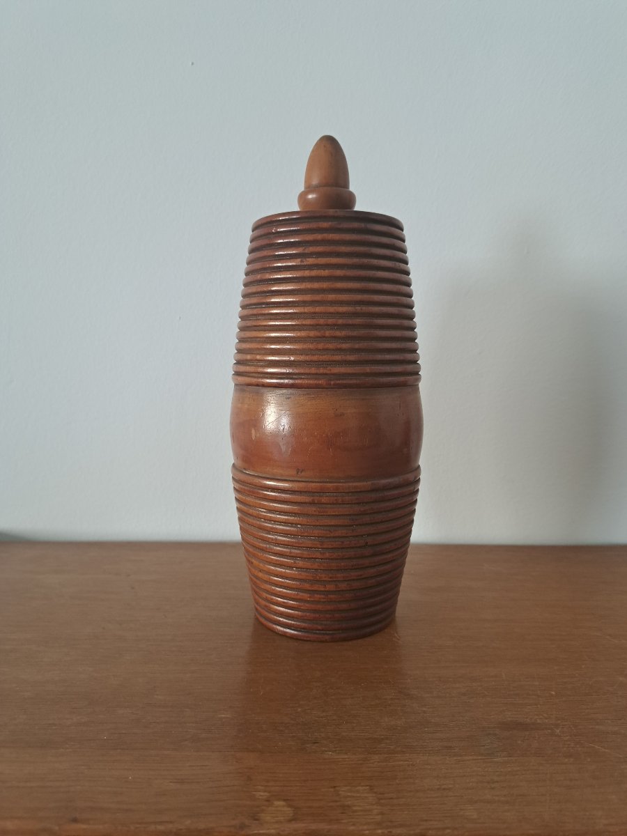 Boxwood Powder Flask, Hunting, 19th Century. -photo-3