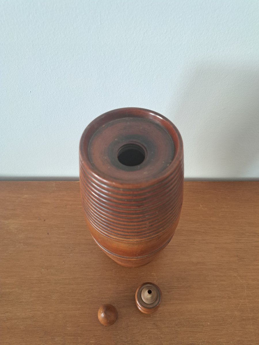 Boxwood Powder Flask, Hunting, 19th Century. -photo-2
