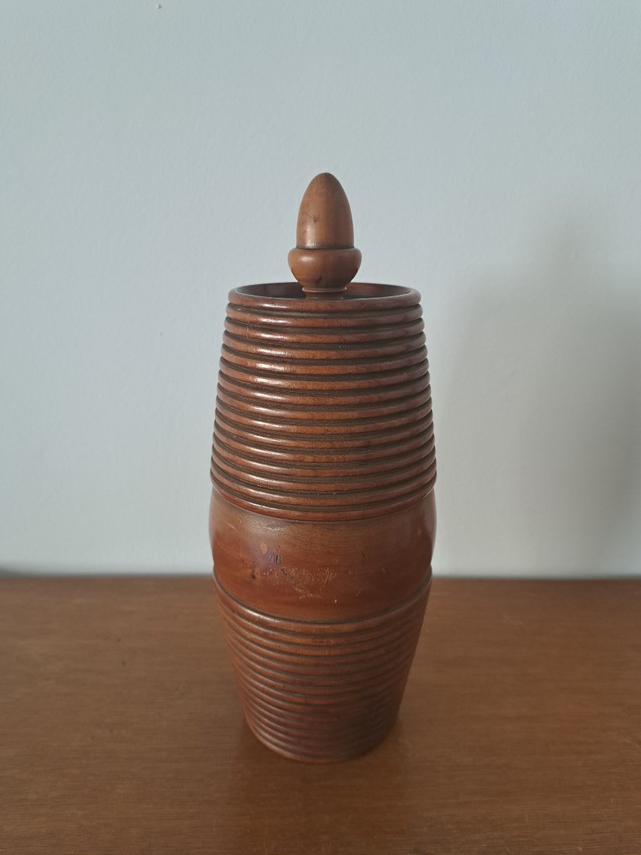 Boxwood Powder Flask, Hunting, 19th Century. -photo-4