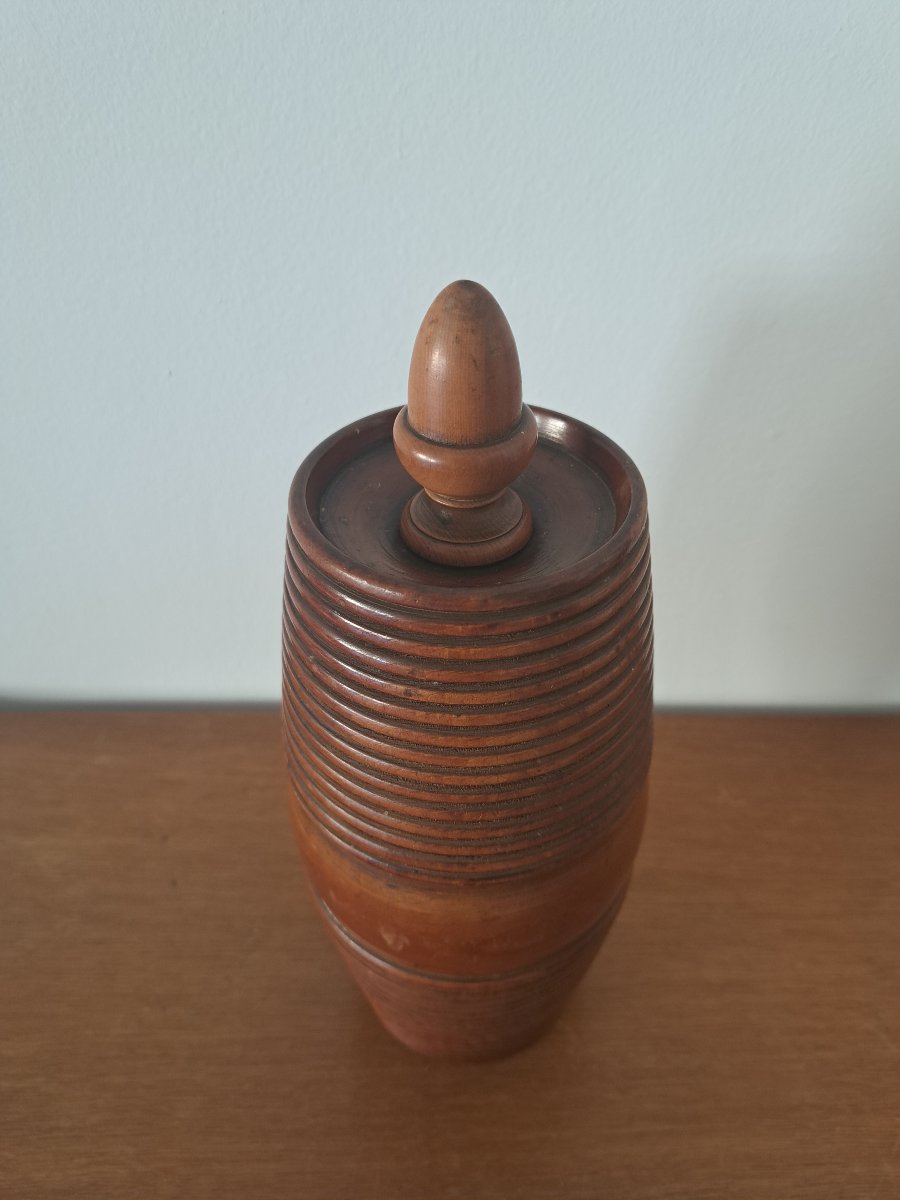 Boxwood Powder Flask, Hunting, 19th Century. -photo-5