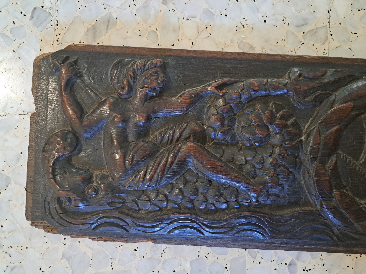Cupid, Nymphs, Carved Oak Panel, Late 16th/early 17th Century. -photo-4