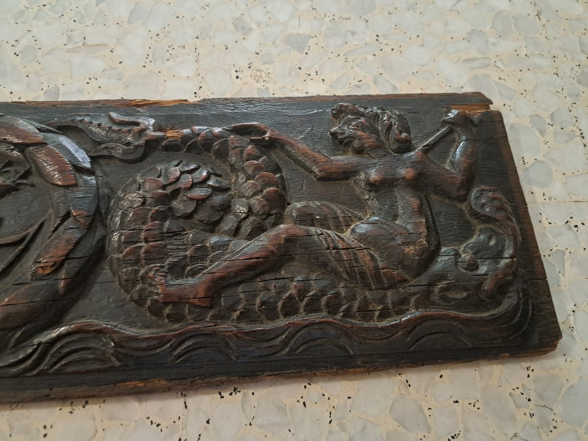 Cupid, Nymphs, Carved Oak Panel, Late 16th/early 17th Century. -photo-4