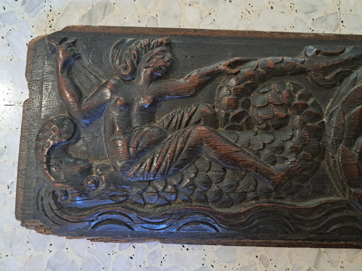 Cupid, Nymphs, Carved Oak Panel, Late 16th/early 17th Century. -photo-7