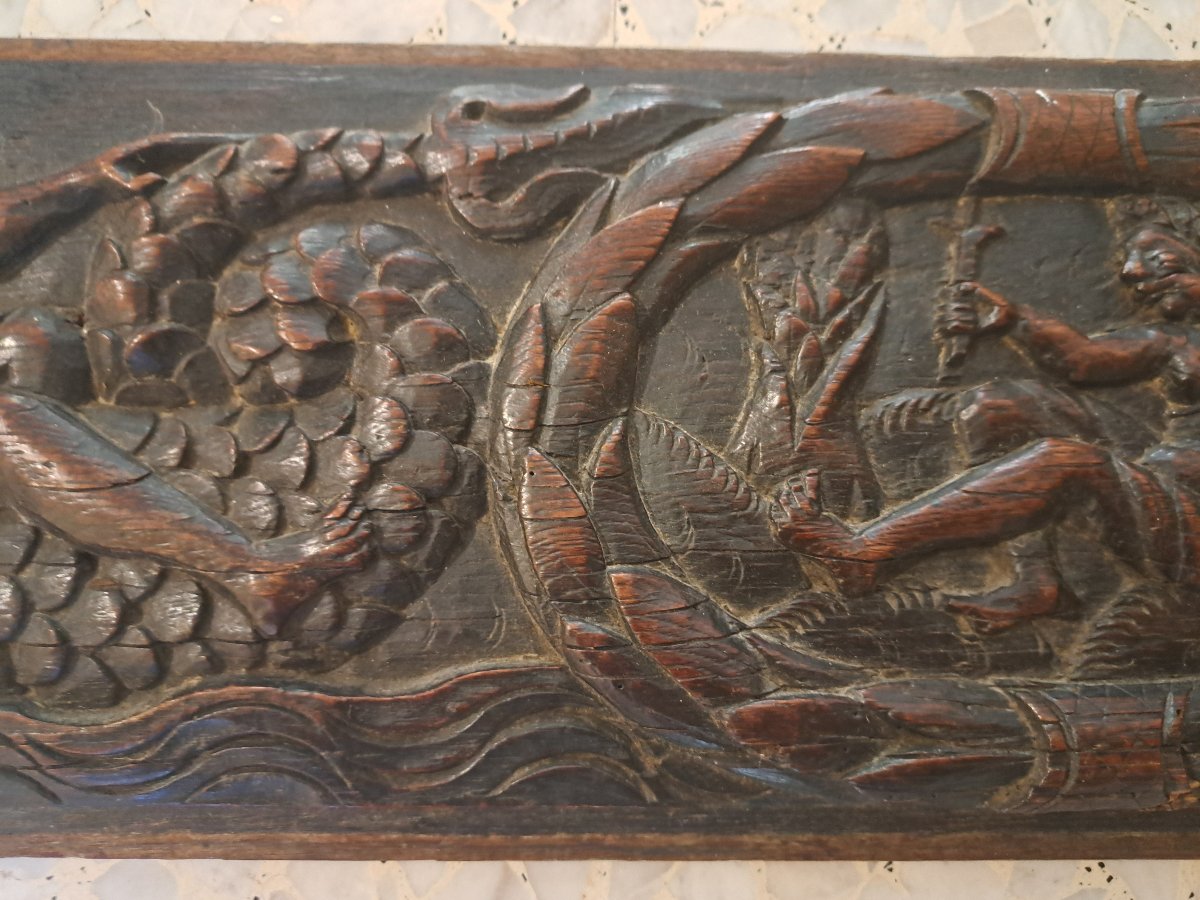 Cupid, Nymphs, Carved Oak Panel, Late 16th/early 17th Century. -photo-8