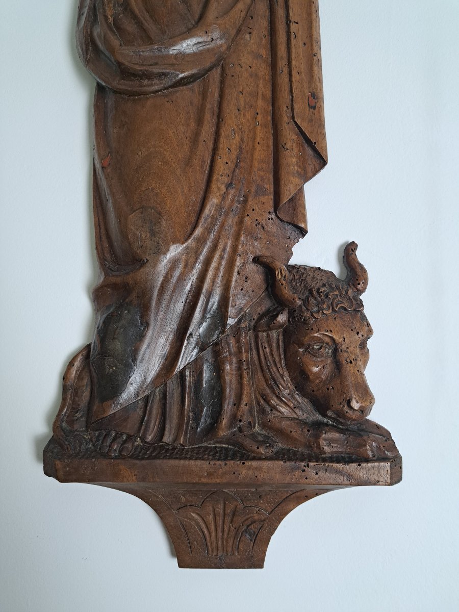 Saint Luc , Evangéliste , Sculpture d'applique en noyer , Fin XVII°/Début XVIII°.-photo-3