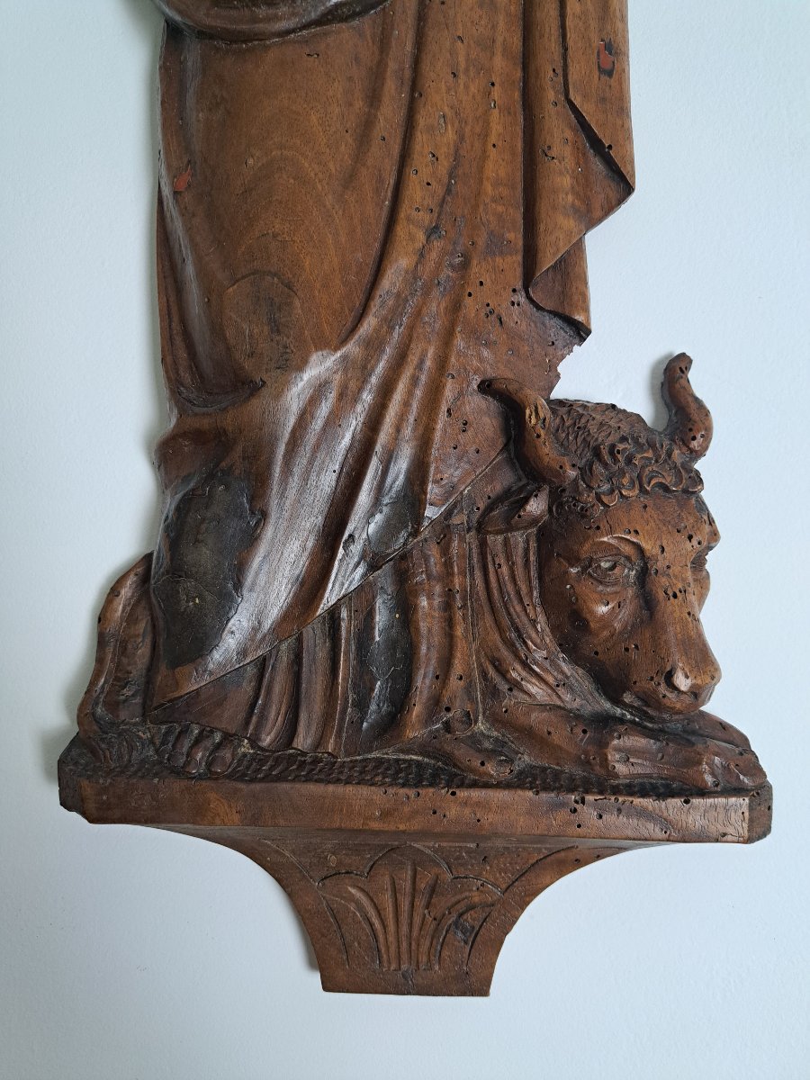 Saint Luc , Evangéliste , Sculpture d'applique en noyer , Fin XVII°/Début XVIII°.-photo-2