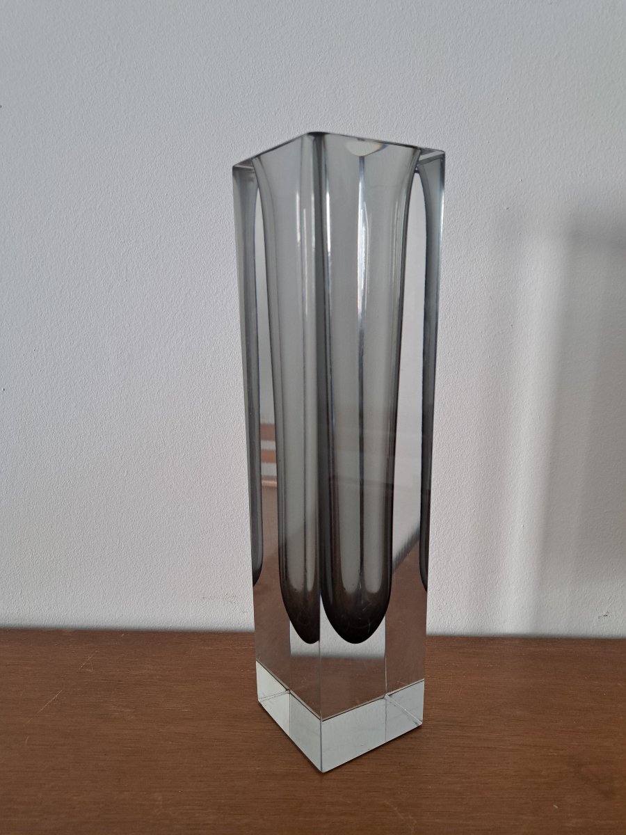 Alessandro Mandruzzato , Vase Sommerso , Gris anthracite, Verre , Circa 1970.  -photo-2