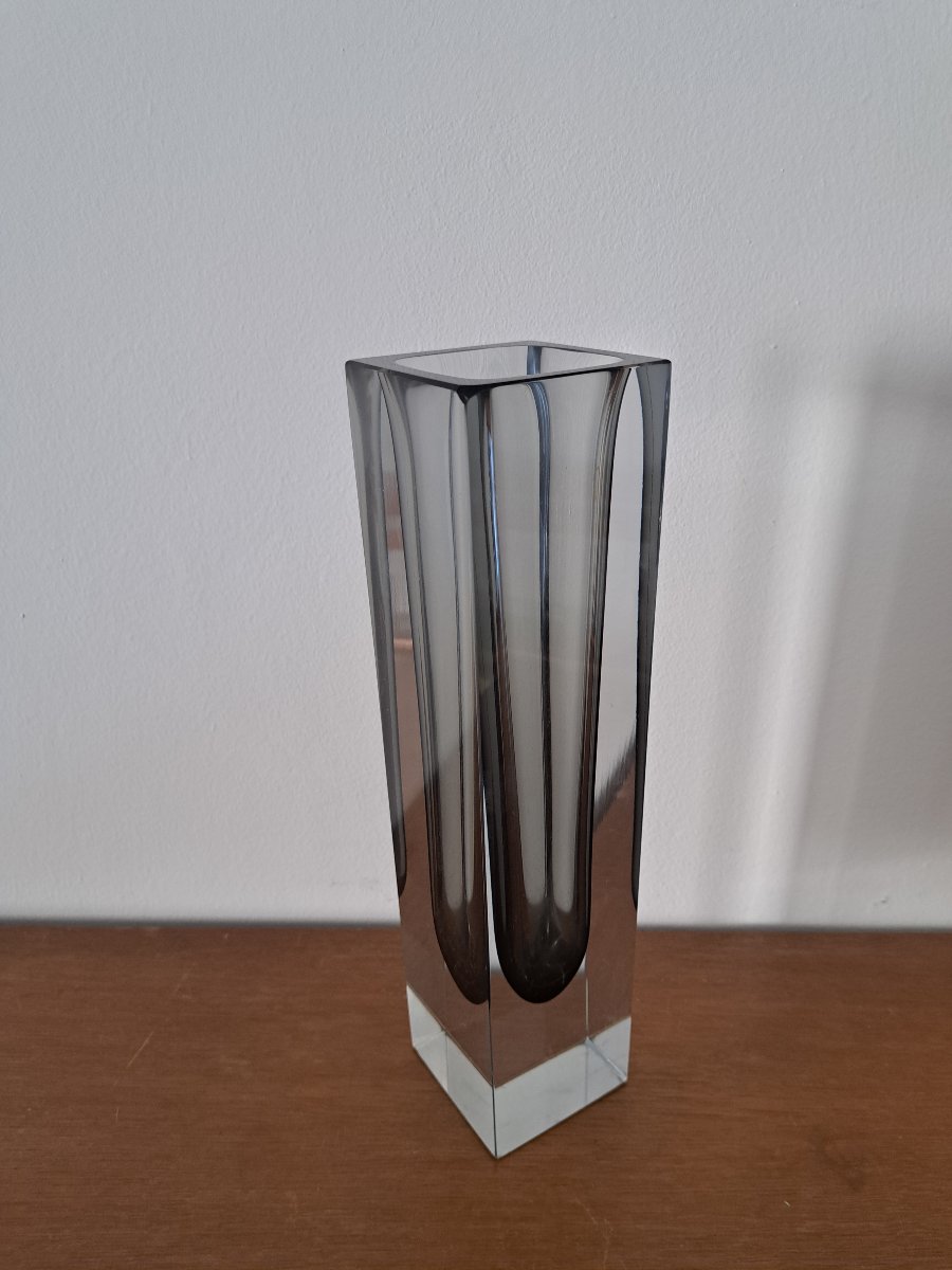 Alessandro Mandruzzato , Vase Sommerso , Gris anthracite, Verre , Circa 1970.  -photo-3