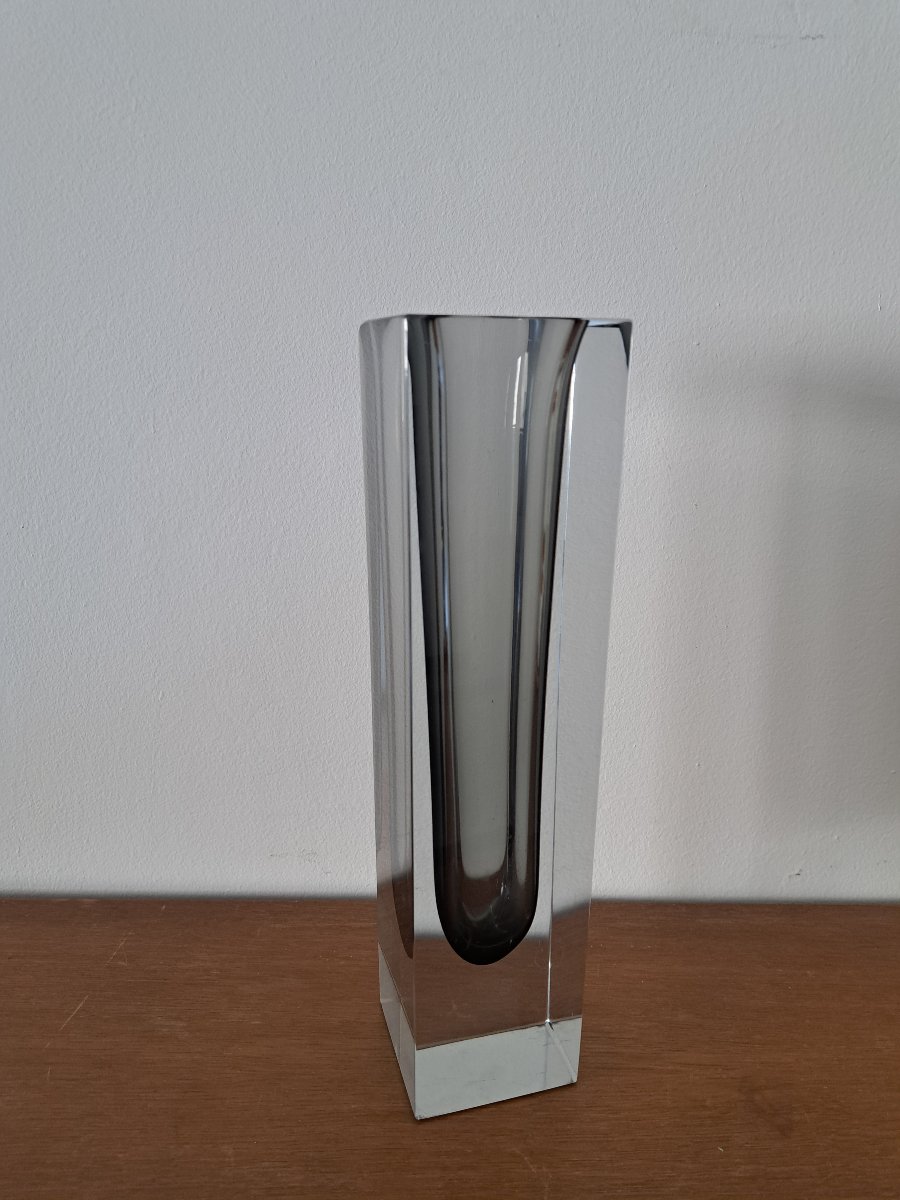 Alessandro Mandruzzato , Vase Sommerso , Gris anthracite, Verre , Circa 1970.  -photo-4