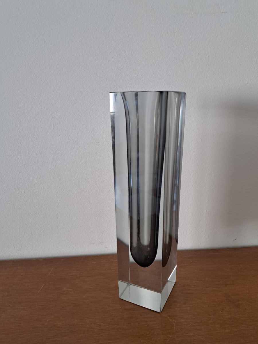Alessandro Mandruzzato , Vase Sommerso , Gris anthracite, Verre , Circa 1970.  -photo-1
