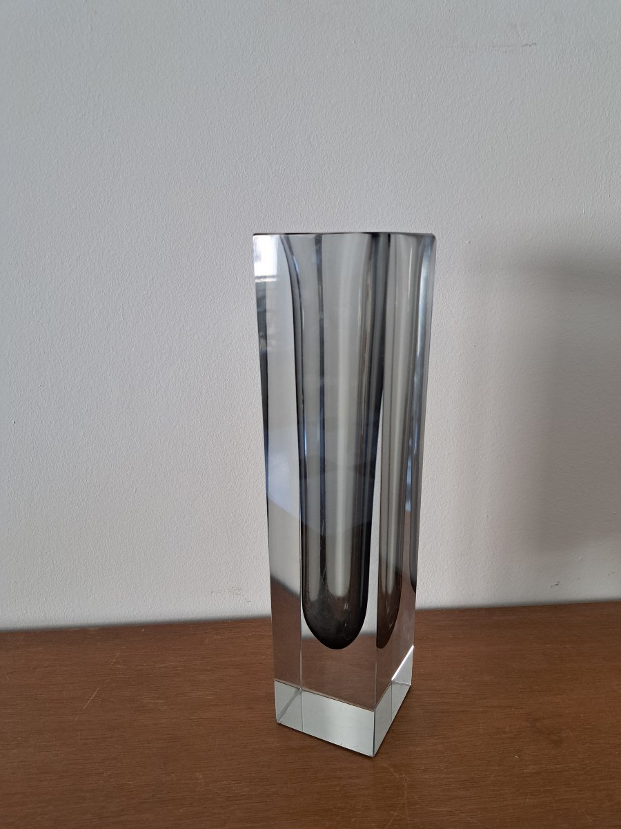 Alessandro Mandruzzato , Vase Sommerso , Gris anthracite, Verre , Circa 1970.  -photo-2