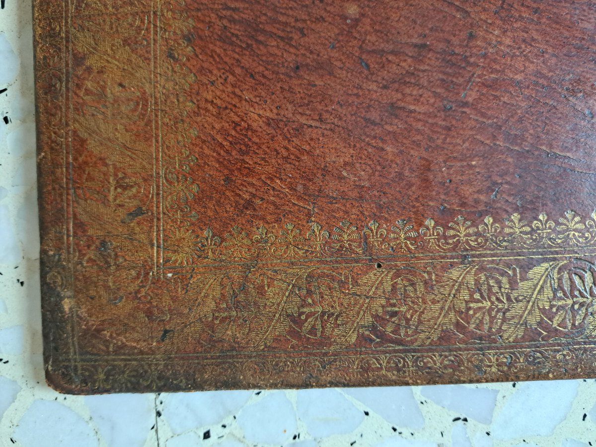 Grand plat de reliure aux Armes de Louis XIV , Maroquin , Fin XVII°/Début XVIII°. -photo-1