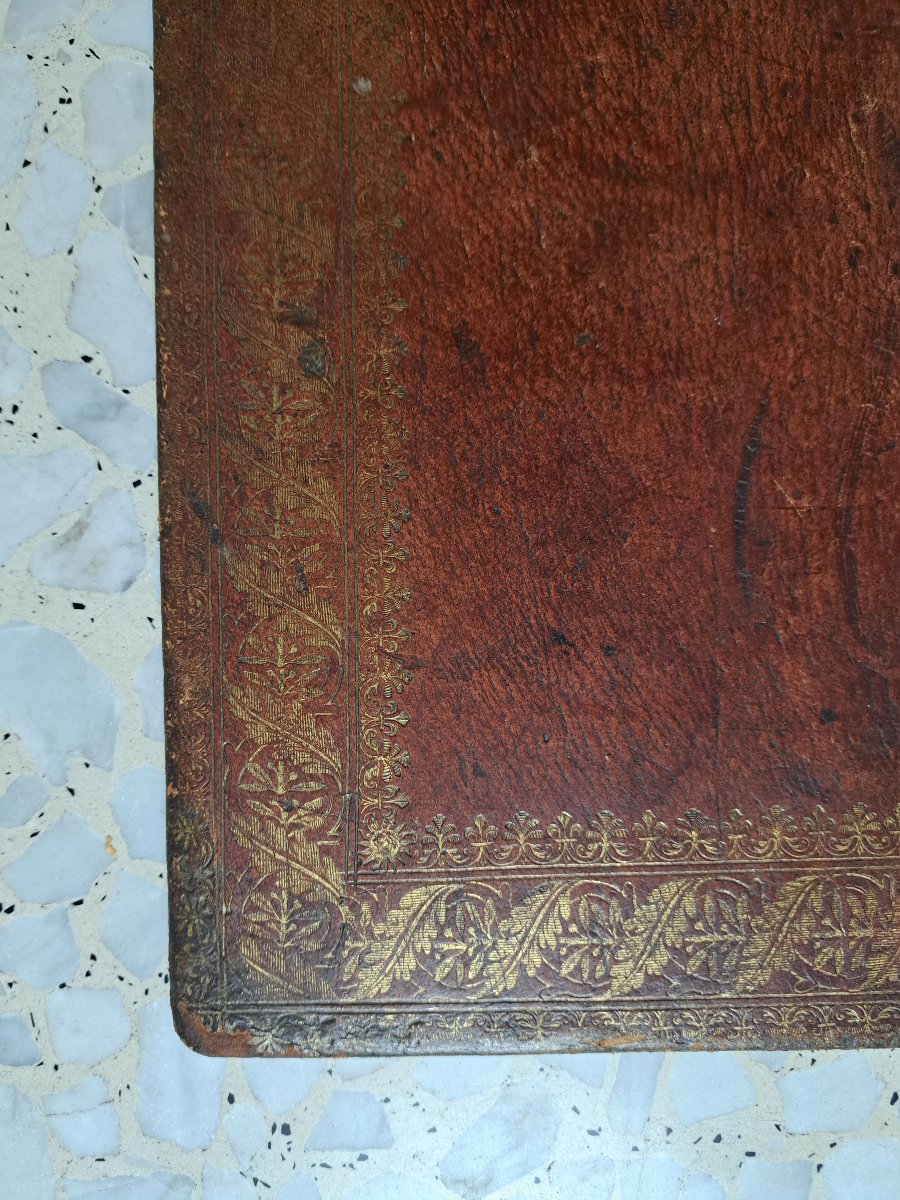 Grand plat de reliure aux Armes de Louis XIV , Maroquin , Fin XVII°/Début XVIII°. -photo-4