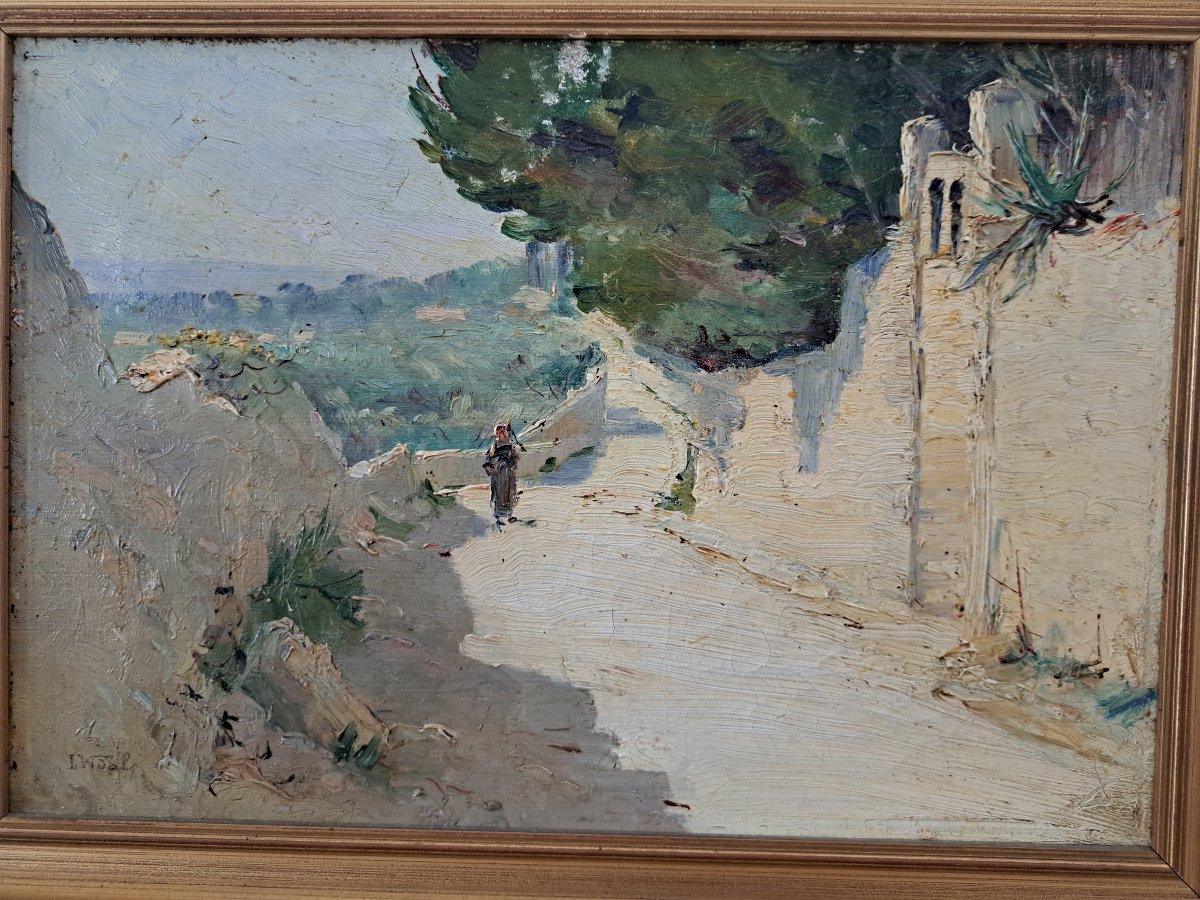 Laurent Vidal , Environs d'Avignon , Paire d'Huiles sur toile , Fin XIX°/Début XX°. -photo-3