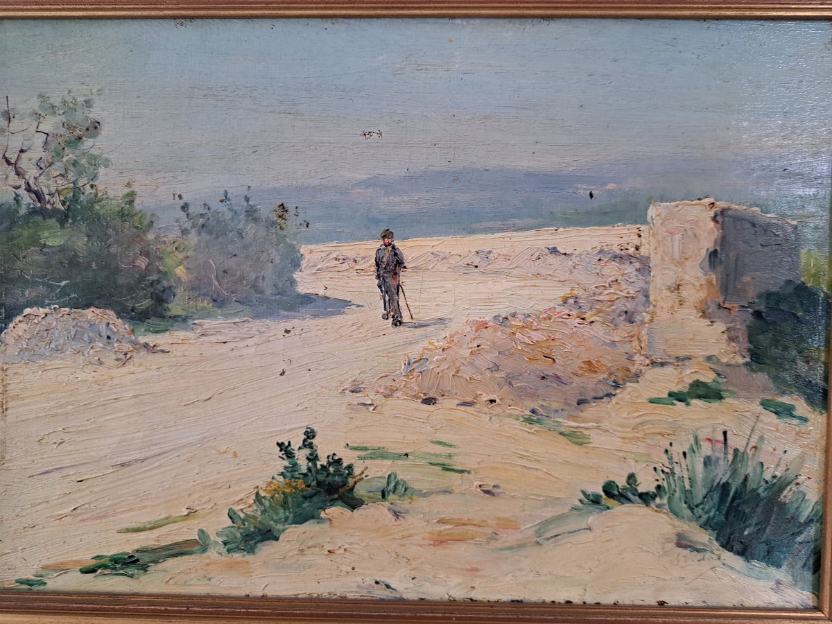 Laurent Vidal , Environs d'Avignon , Paire d'Huiles sur toile , Fin XIX°/Début XX°. -photo-1