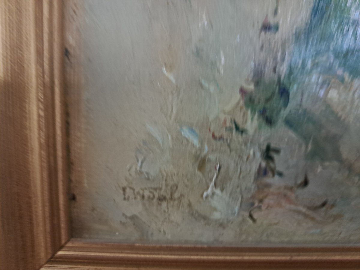 Laurent Vidal , Environs d'Avignon , Paire d'Huiles sur toile , Fin XIX°/Début XX°. -photo-3