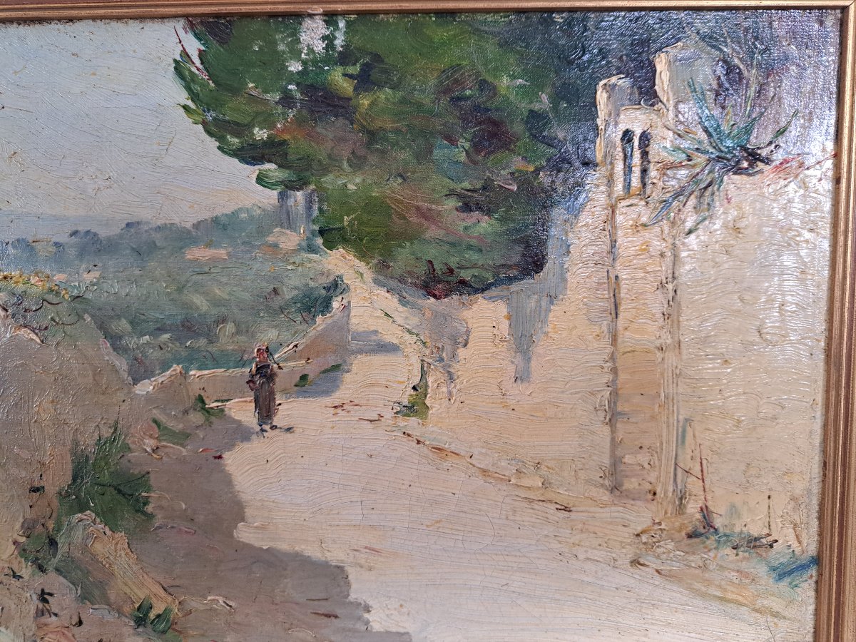 Laurent Vidal , Environs d'Avignon , Paire d'Huiles sur toile , Fin XIX°/Début XX°. -photo-4