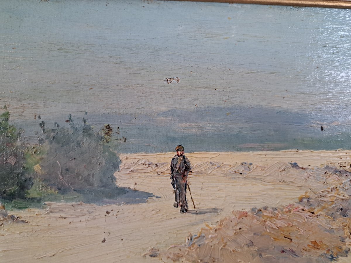 Laurent Vidal , Environs d'Avignon , Paire d'Huiles sur toile , Fin XIX°/Début XX°. -photo-5