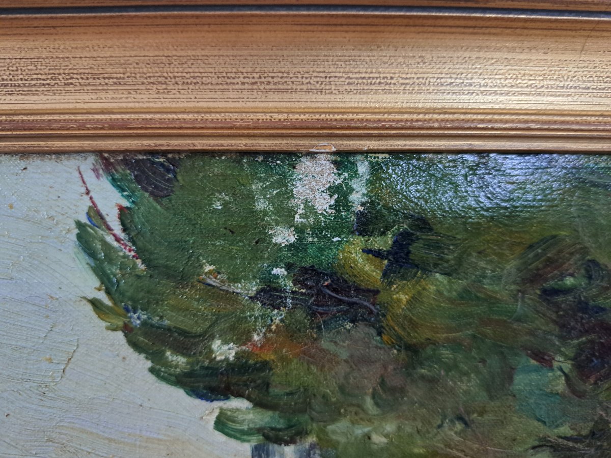 Laurent Vidal , Environs d'Avignon , Paire d'Huiles sur toile , Fin XIX°/Début XX°. -photo-7