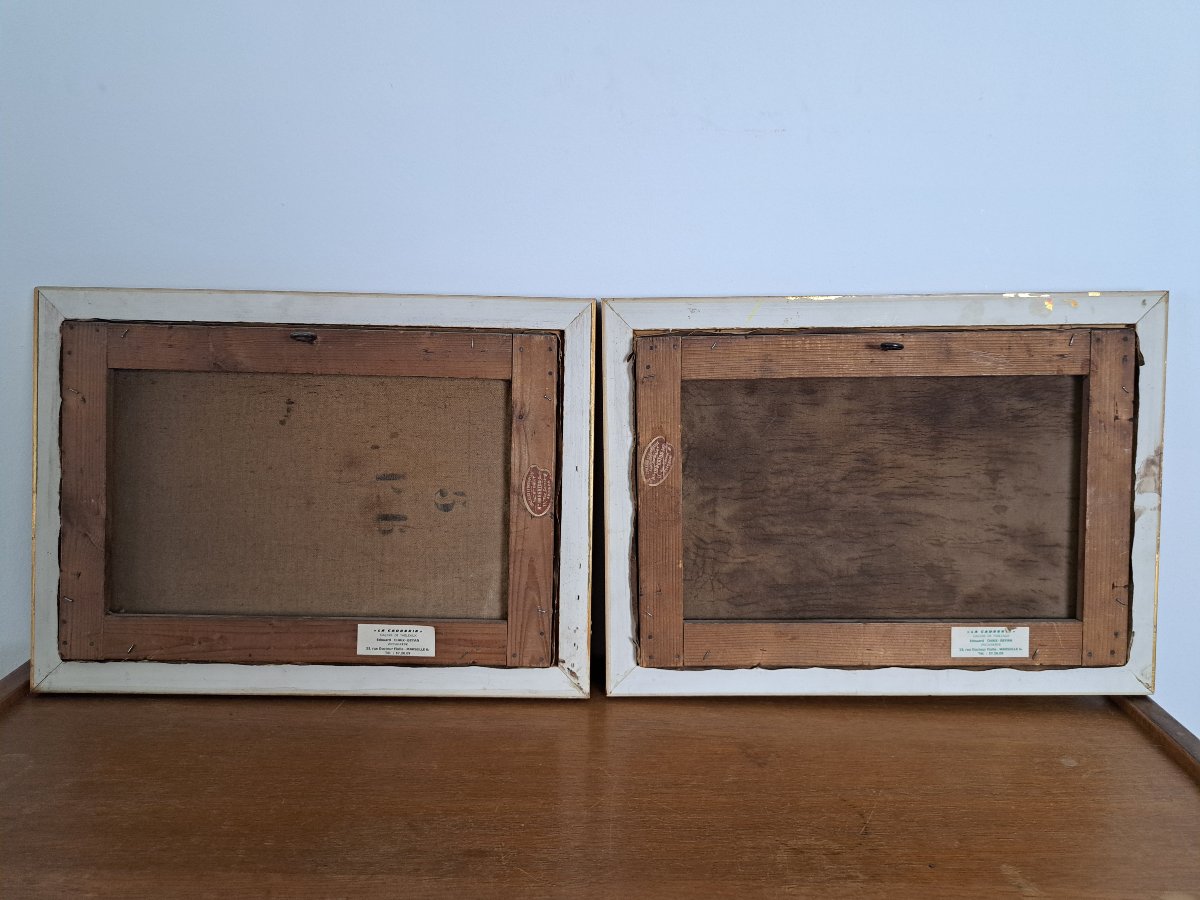 Laurent Vidal , Environs d'Avignon , Paire d'Huiles sur toile , Fin XIX°/Début XX°. -photo-8