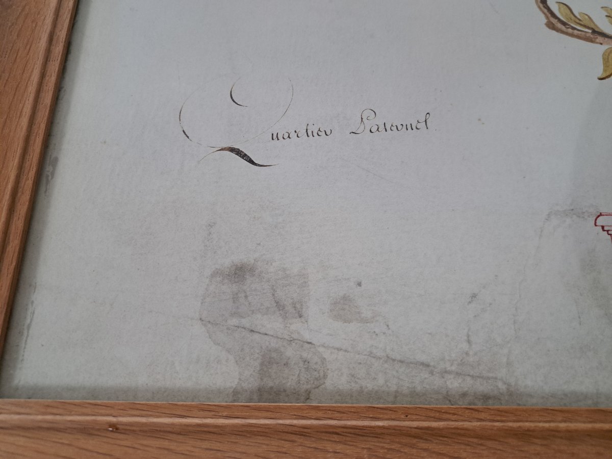 Family Tree Of Jean Conrad Robert, Count Of Wignacourt, Parchment, 18th Century. -photo-1