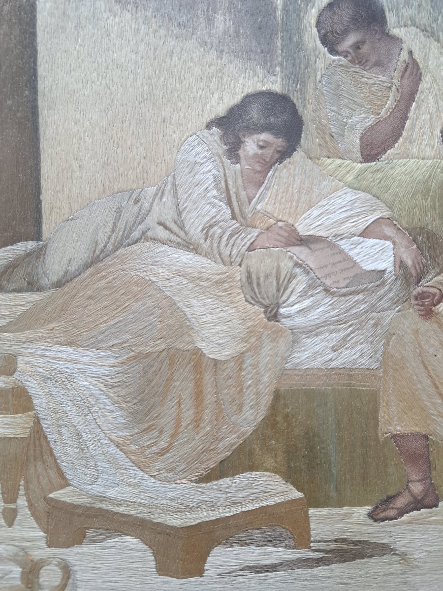 D'après Auguste Legrand , Virgile écrit son testament , Broderie , XIX°. -photo-4