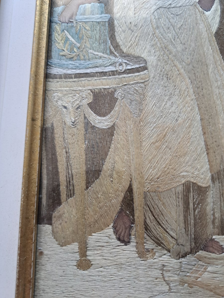D'après Auguste Legrand , Virgile écrit son testament , Broderie , XIX°. -photo-2