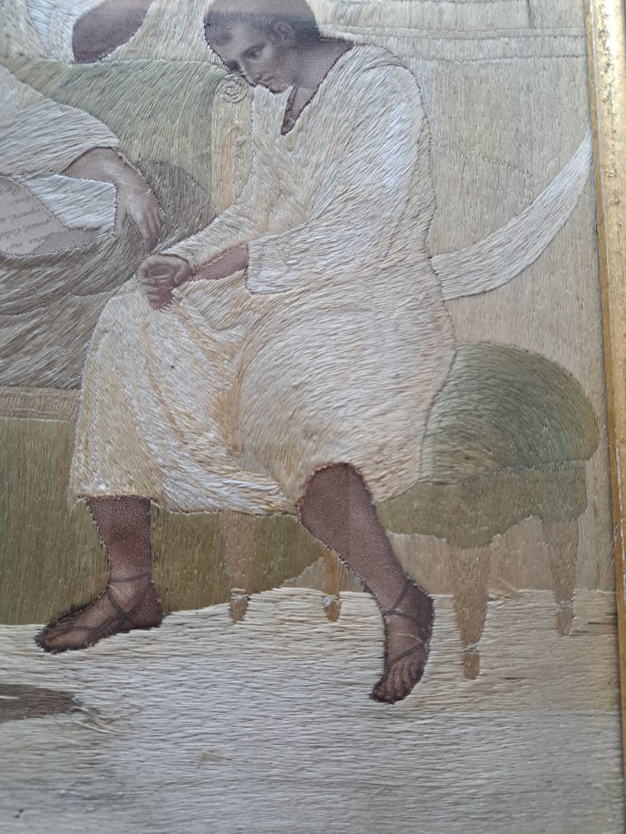 D'après Auguste Legrand , Virgile écrit son testament , Broderie , XIX°. -photo-3