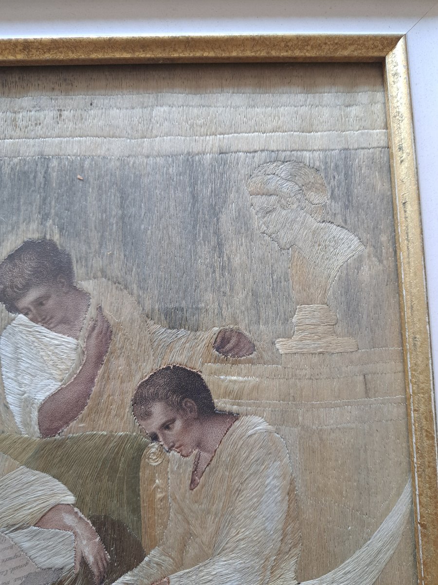 D'après Auguste Legrand , Virgile écrit son testament , Broderie , XIX°. -photo-4